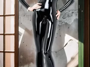 Latex Catsuit BDSM Cosplay Fetish Zip Back And Crotch