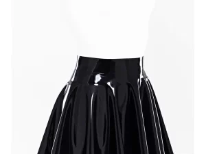 Latex fit and flare skirt