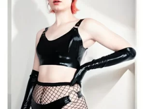 Latex bra with silver/gold hardware and zipper closure in any colour