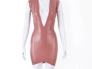 V Cleavage Latex Mini Dress