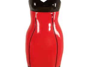Slående rød latex blyantkjole