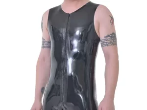 Men's Latex Sleeveless Muscle Bodysuit