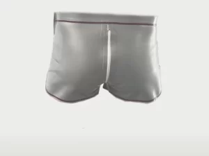 Latex Mens Crotch Zipper Shorts With Contrast Trim