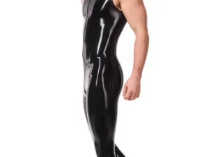 Kattedragt i fuld længde til mænd uden ærmer i latex