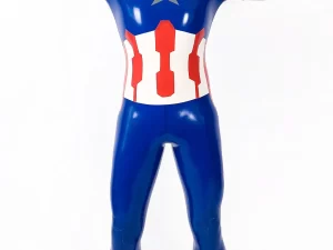 Male American Hero Latex Neck Entry Cosplay Catsuit With Feet