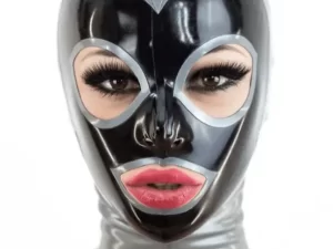 Latex Hood 2-color with contrast trim and zipper