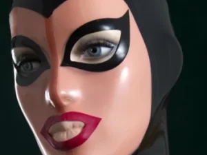 Latex Hood Fetish Rubber Mask Open Eyes and Mouth with Back Zip