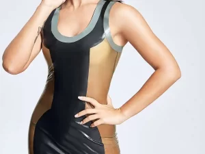 Latex Geometric Long Dress