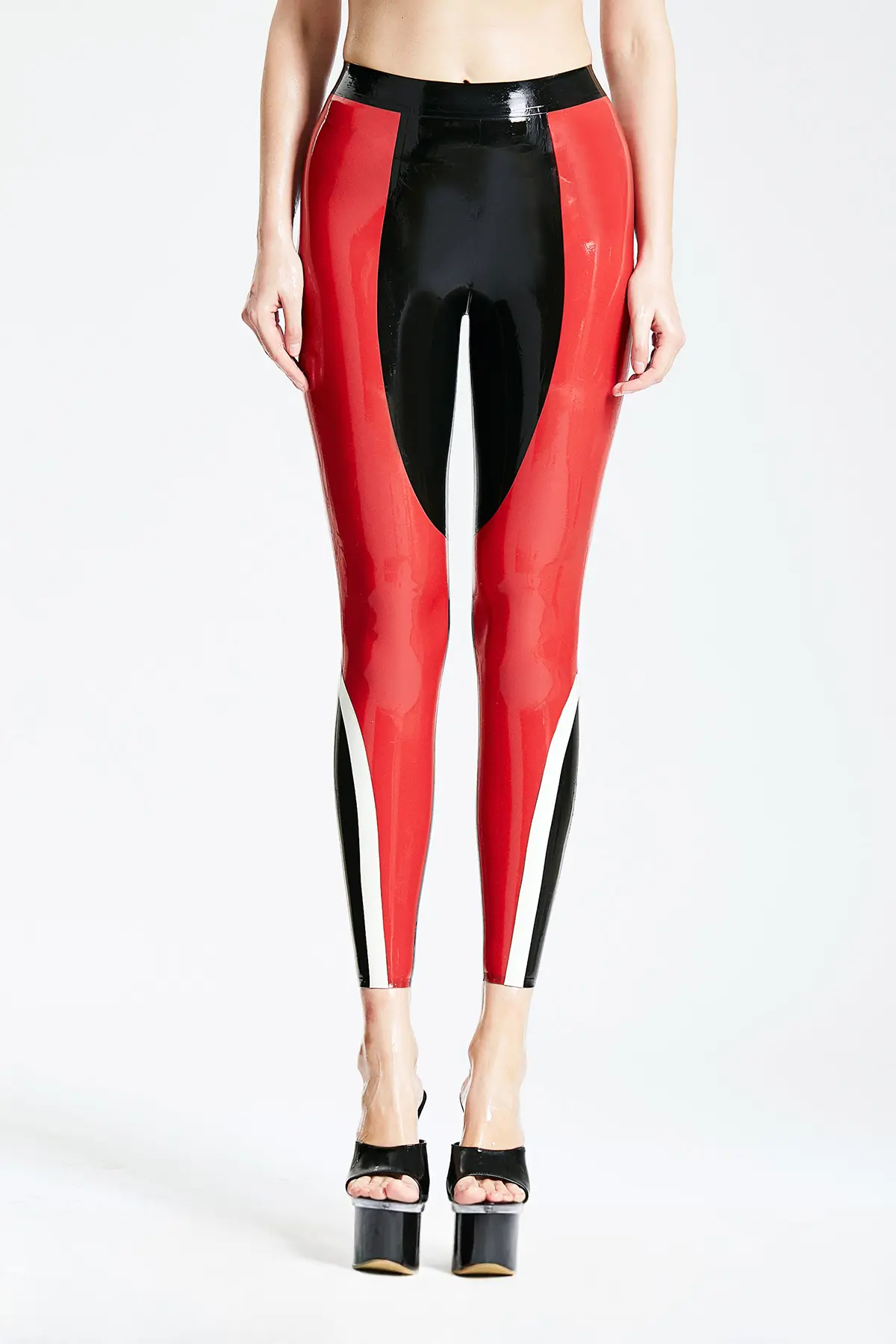 Latex Coffee Glossy Zipper Open-Crotch Tights