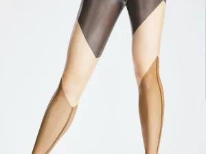 Latex leggings med geometriske udskæringer Gennemsigtige paneler