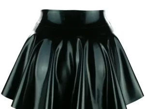 Latex Hi-lo Micro Mini Skater Skirt
