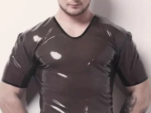 Mens Translucent Black Latex T Shirt
