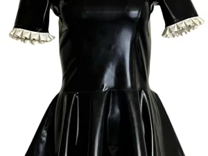 Latex Short Sleeved Mini Maid Dress