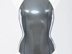 Latex swimsuit with high neck