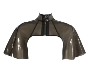 High Collar Zip Front Latex Cape