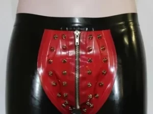 Latex Mens Spiked Shorts with Zipper