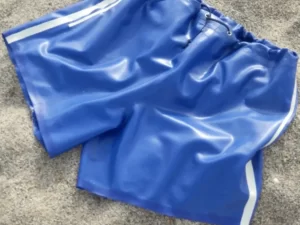 Latex drawstring swim shorts