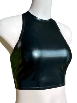 Latex Chic Halterneck Bustier with Contrast Trimmed Edges