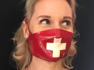 Latex Nurse red mask