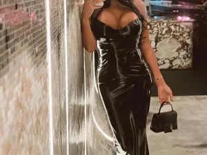 Latex Siren open bust gown
