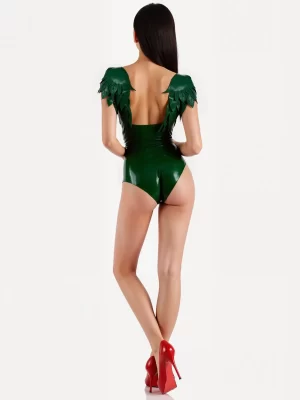 Latex Dragon Wings One-piece Bikini Swimsuit with Ruffles & Back Wings