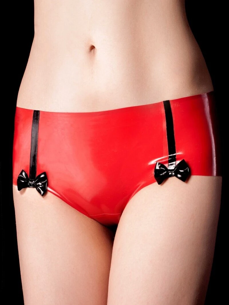 Latex Red panties with black bow at the back