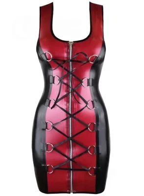 Latex D-ring laced dress