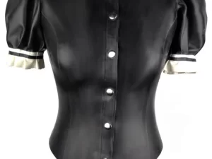 Latex puff sleeve blouse