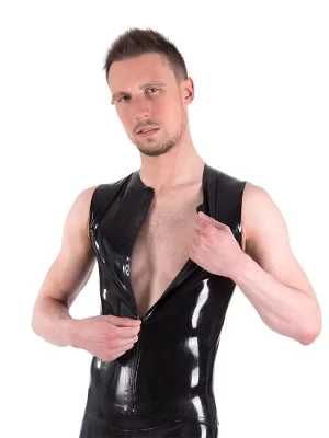 Latex Zipped Sleeveless T-Shirt