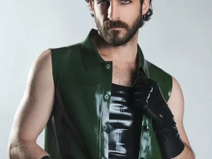 Latex Obsidian black mid-arm gloves