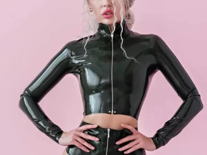 Latex Top and High-Waist Panties set