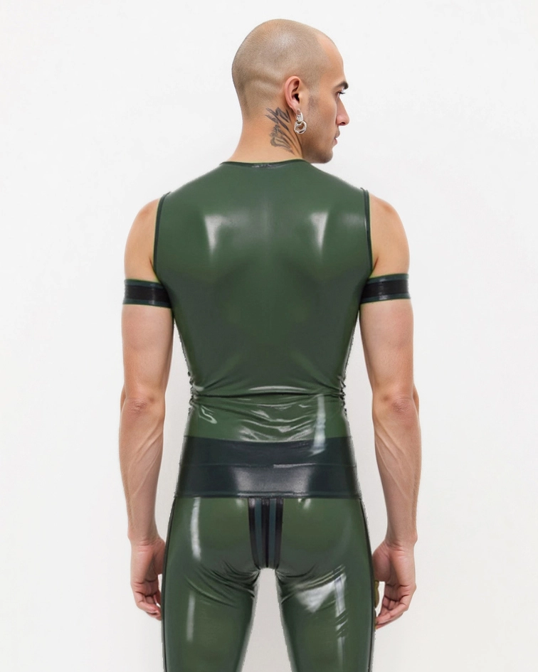 Latex Olive Green T-Shirt with Front Zipper Latex Olive Green T-Shirt with Front Zipper