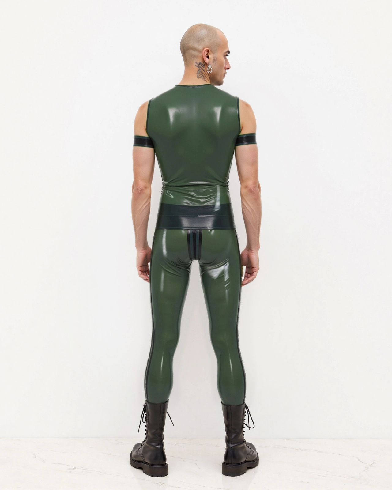 Latex Olive Green T-Shirt with Front Zipper Latex Olive Green T-Shirt with Front Zipper