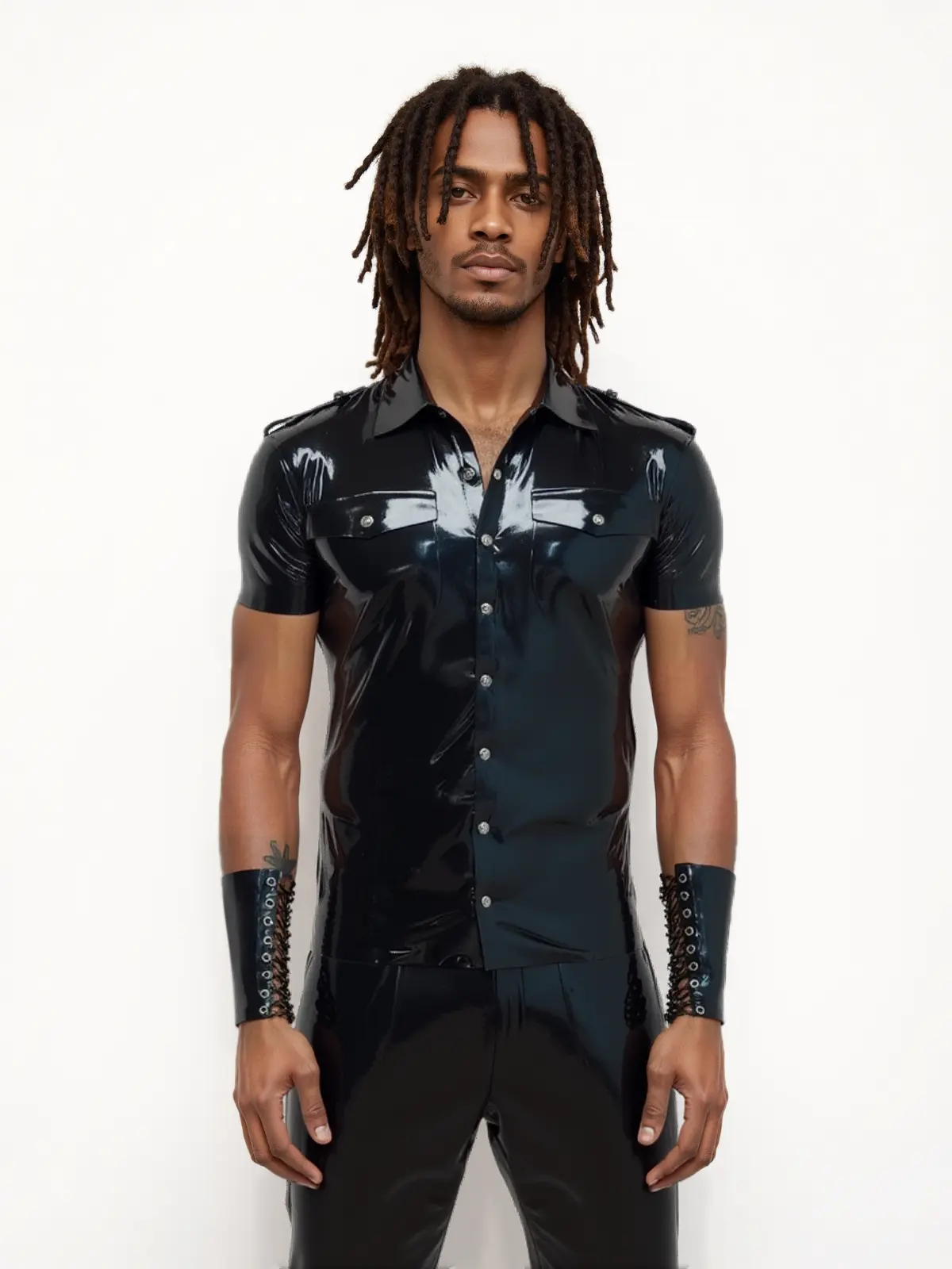 Black Latex Uniform Shirt Black Latex Uniform Shirt