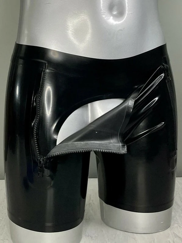 Latex Mens Boxer Mid Waist Short Hole