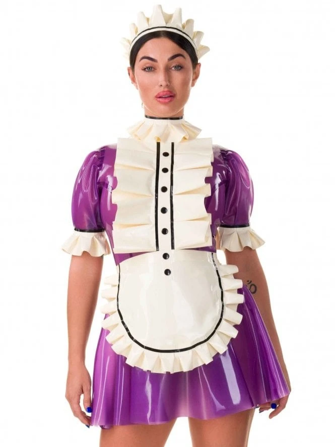 Latex Maid Roleplay Two Piece Rubber Uniform Leotard Latex Maid Roleplay Two Piece Rubber Uniform Leotard