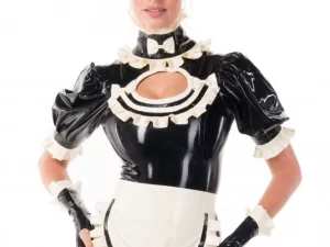 Latex Maid Roleplay Two Piece Rubber Uniform Leotard