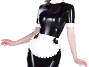 Latex Maid Servitude Rubber Uniform Dress with Apron