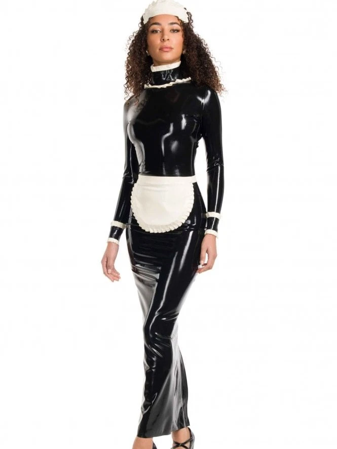 Latex Maid Servitude Rubber Uniform Dress with Apron Latex Maid Servitude Rubber Uniform Dress with Apron