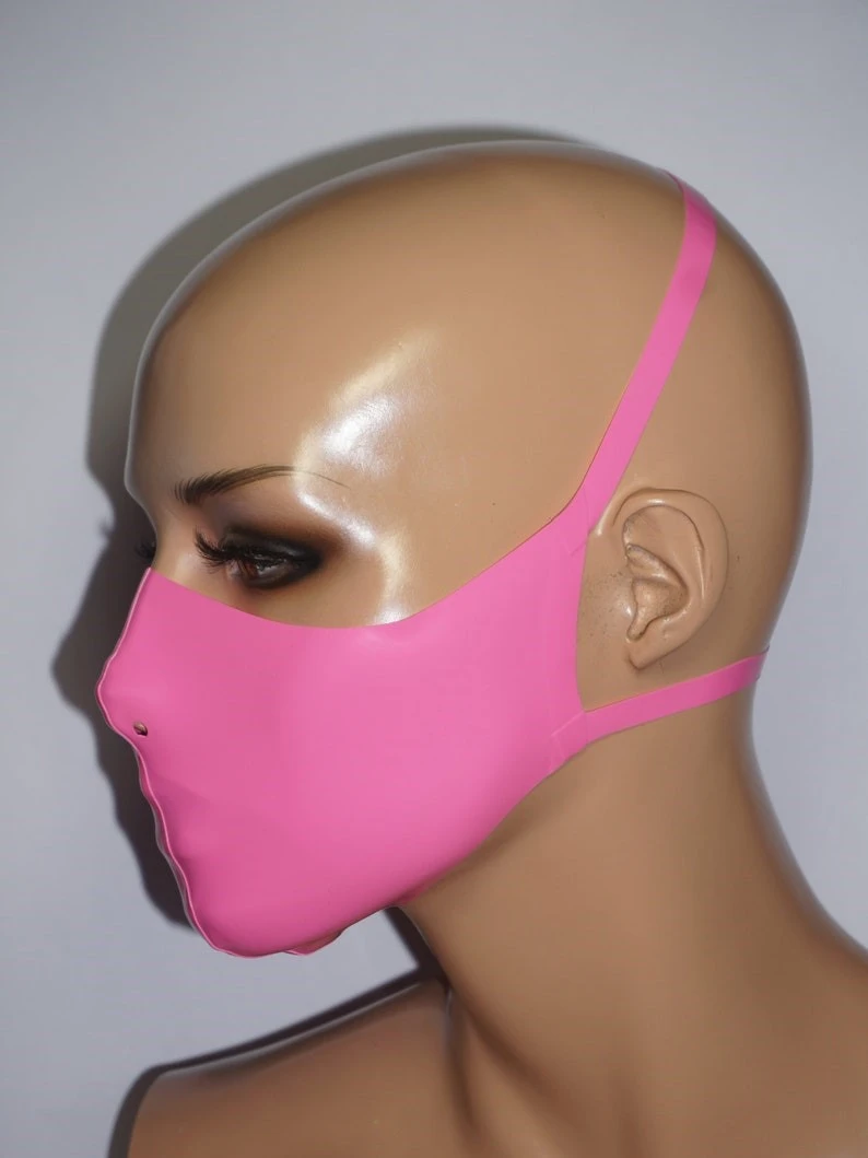 Latex Halfmask Two Slim Straps Over Ears and Neck Latex Halfmask Two Slim Straps Over Ears and Neck