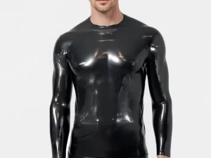 Latex Long Sleeve Crew Neck T-Shirt