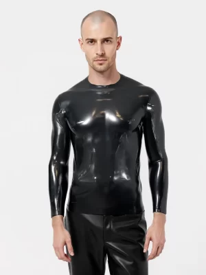 Latex Long Sleeve Crew Neck T-Shirt