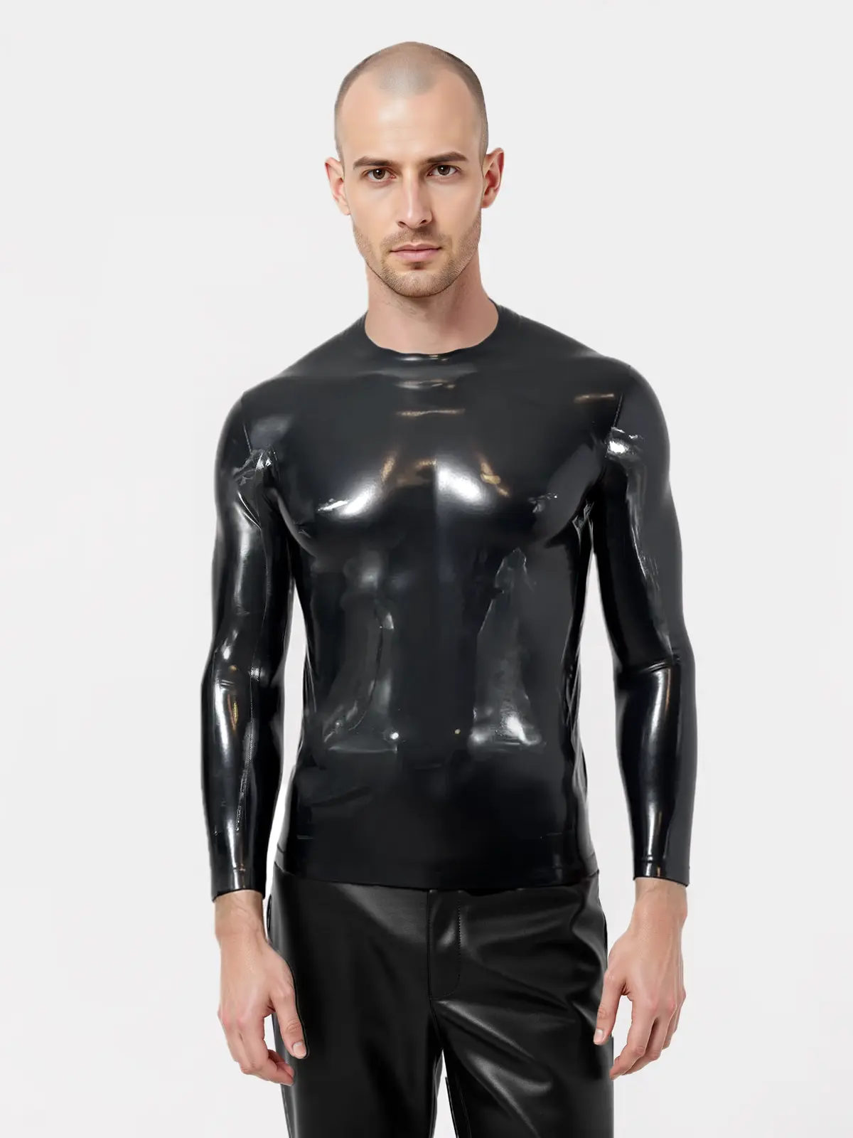 Latex Long Sleeve Crew Neck T-Shirt Latex Long Sleeve Crew Neck T-Shirt