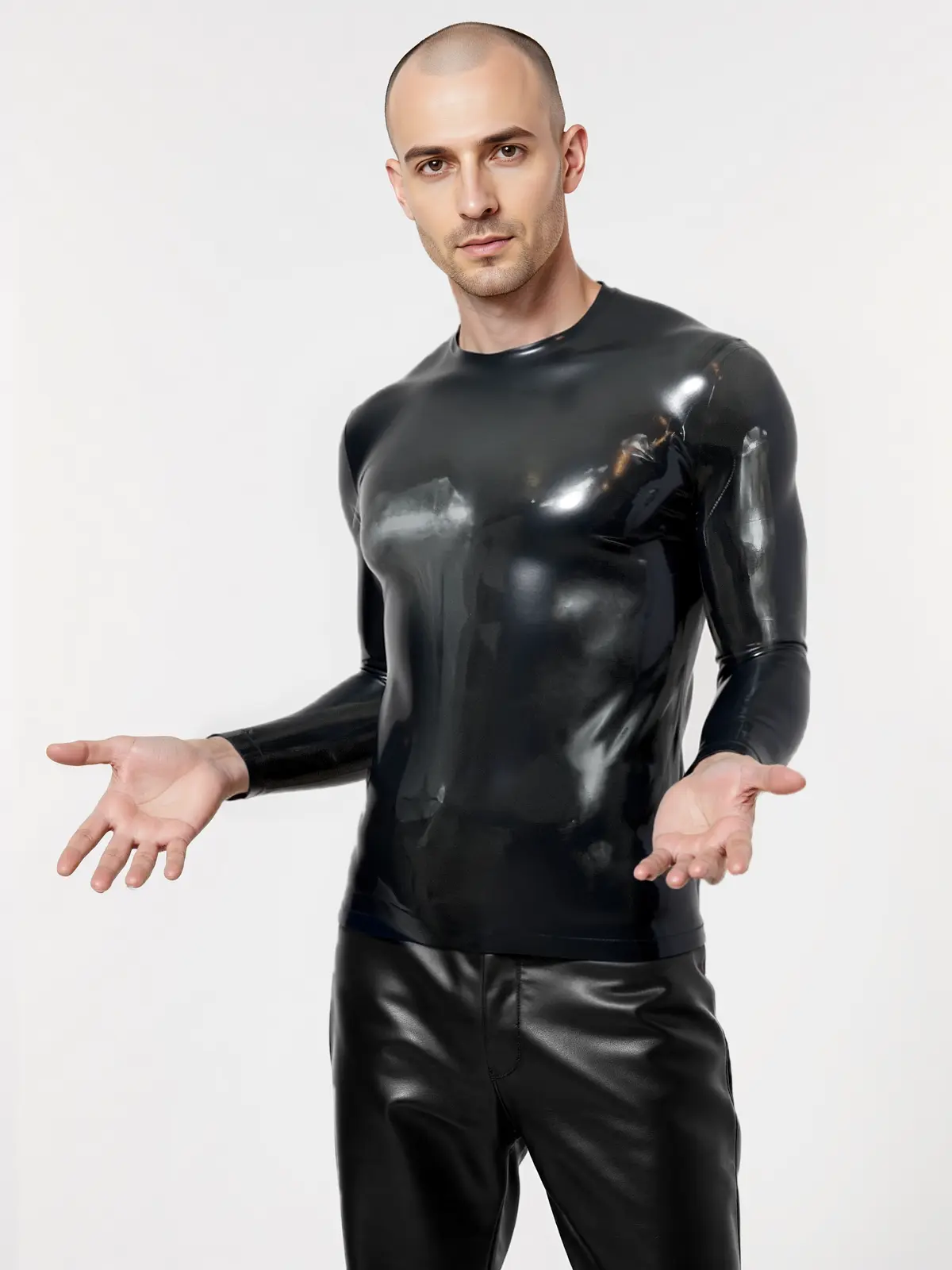 Latex Long Sleeve Crew Neck T-Shirt Latex Long Sleeve Crew Neck T-Shirt