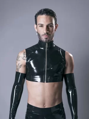 Latex Turtleneck Crop Top