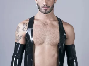 Latex Tailored Waistcoat With Inner Pockets And Trims
