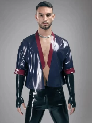 Latex Short Kimono With Roll-up Sleeves