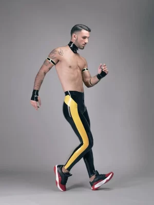 Latex Shiny Color-blocked Tight-fitting Trousers Latex Shiny Color-blocked Tight-fitting Trousers