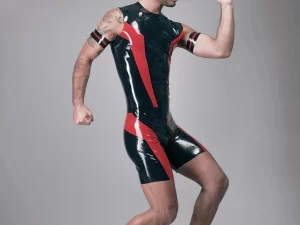 Latex Shorts With Geometric Inlays