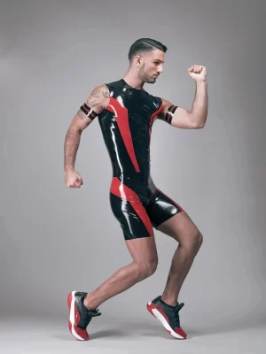 Latex Shorts With Geometric Inlays